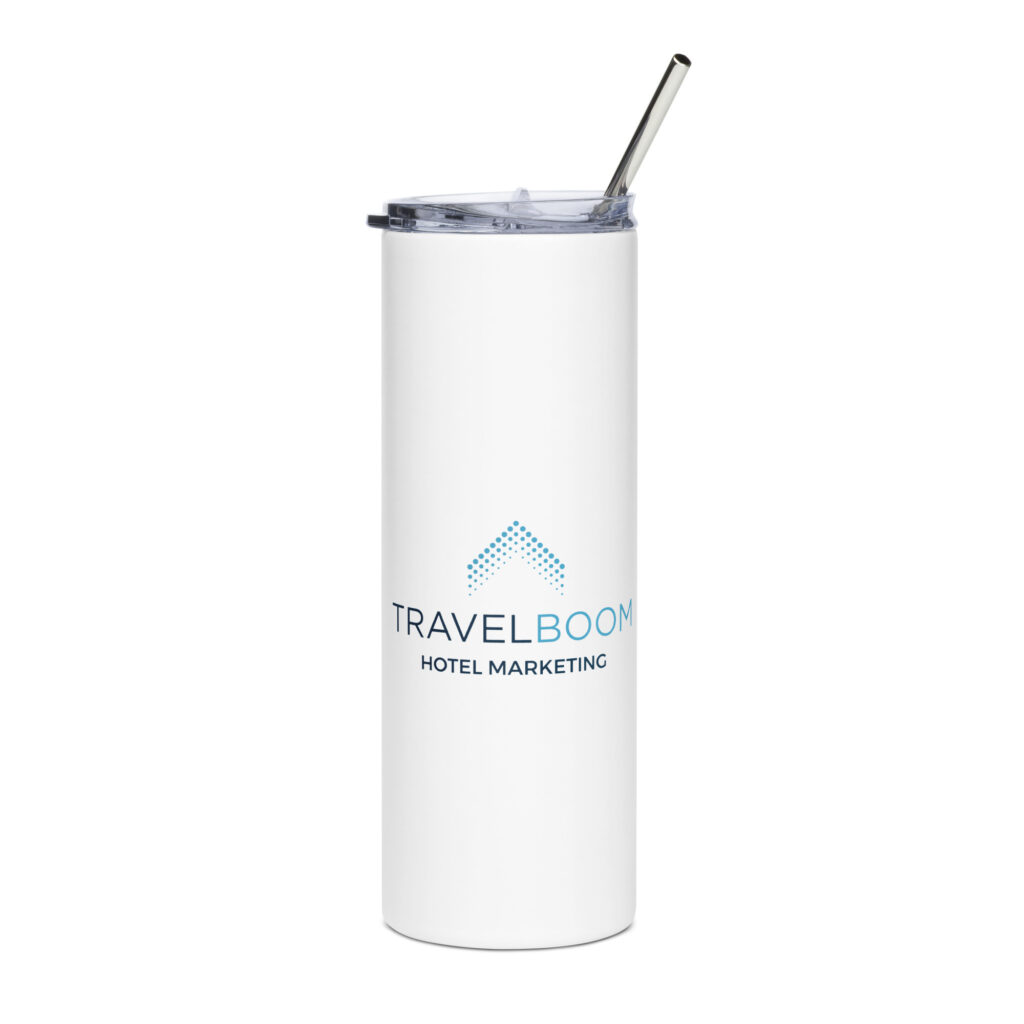 TravelBoom – Stainless Steel Tumbler – Blue Logo